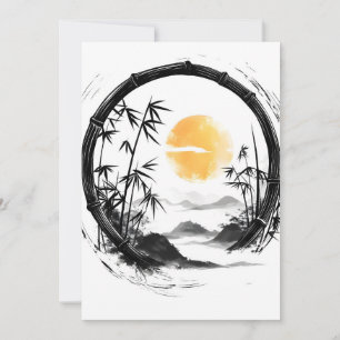 Cartes Pour Fêtes Annuelles Flux de bambou Zen de lune Abstraite