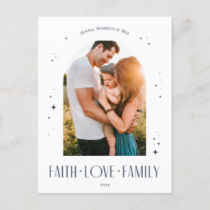 Cartes Pour Fêtes Annuelles Foi Amour Famille Arc moderne Noël Bleu