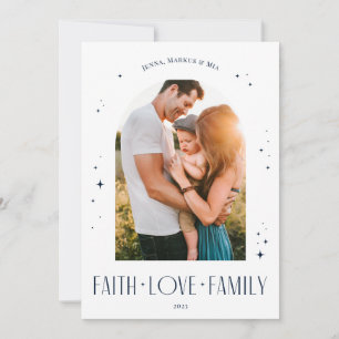 Cartes Pour Fêtes Annuelles Foi Amour Famille Arc moderne Noël Bleu