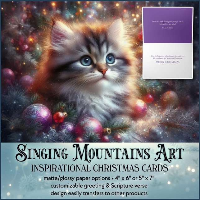 Cartes Pour Fêtes Annuelles Foi chrétienne Amoureux des chats Noël mignon (Créateur téléchargé)