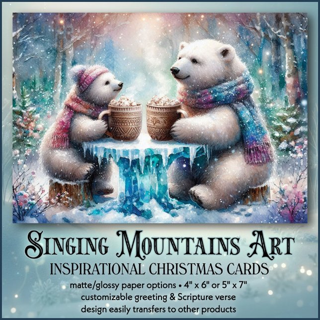 Cartes Pour Fêtes Annuelles Foi chrétienne Ours polaire Amis Noël (Créateur téléchargé)