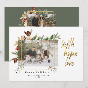 Cartes Pour Fêtes Annuelles Foi Espérance Amour Photo Floral Vert Sauge Noël