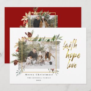 Cartes Pour Fêtes Annuelles Foi Espoir Amour Élégant Photo Rouge Piquant Noël