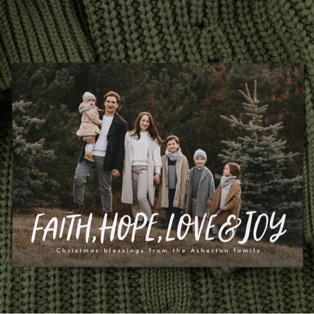 Cartes Pour Fêtes Annuelles Foi espoir amour joie religieuse photo de Noël (Créateur téléchargé)