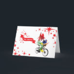 Cartes Pour Fêtes Annuelles Folded Greeting Card  'Christmas Bike'<br><div class="desc">New Zealand Christmas Card featuring Kōwhai,  Kākā beak and Pukeko</div>