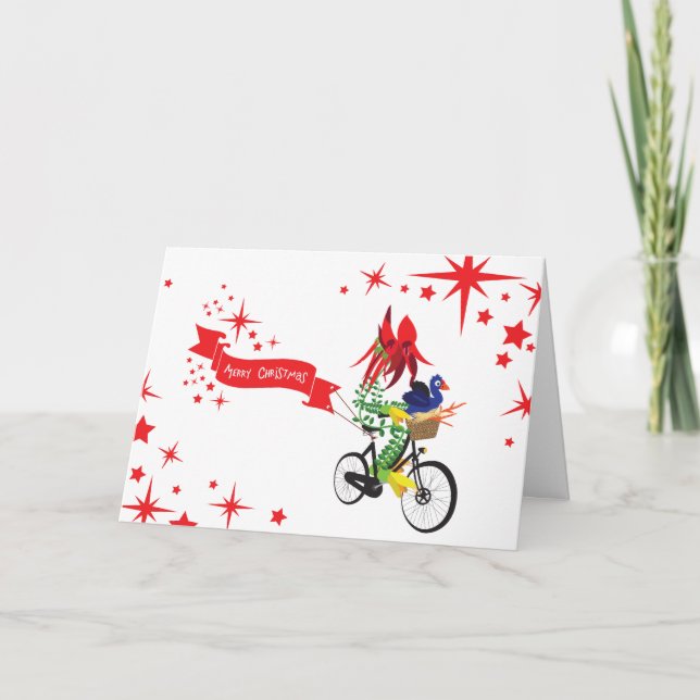 Cartes Pour Fêtes Annuelles Folded Greeting Card  'Christmas Bike' (Devant)