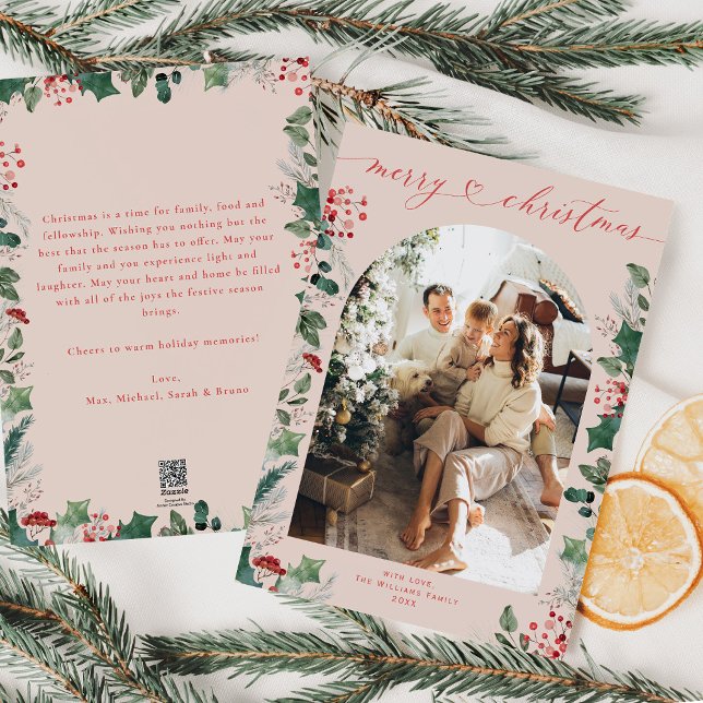 Cartes Pour Fêtes Annuelles Foliage botanique 1 Arche photo familiale Noël (Créateur téléchargé)