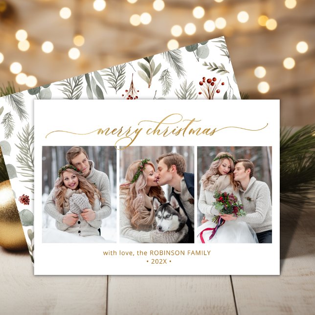 Cartes Pour Fêtes Annuelles Foliage botanique 3 Noël multiphoto (Créateur téléchargé)