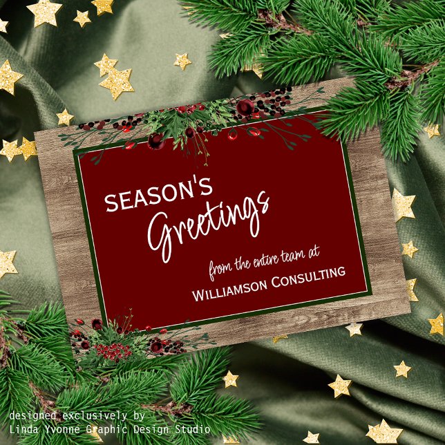 Cartes Pour Fêtes Annuelles Foliage botanique des baies rouges sur mesure Gree (Créateur téléchargé)