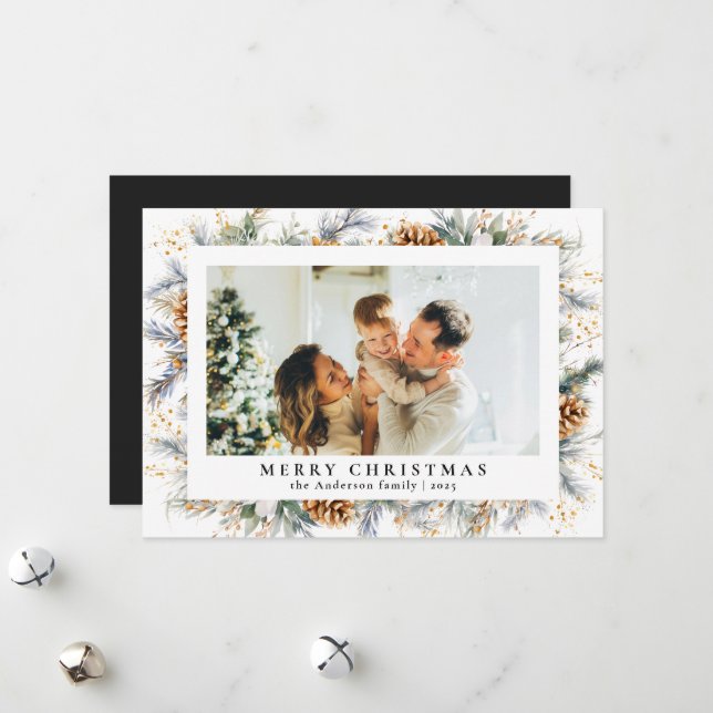 Cartes Pour Fêtes Annuelles Foliage botanique tendance | Noël noir (Devant/Arrière en situation)