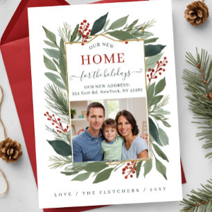 Cartes Pour Fêtes Annuelles Foliage d'hiver Nouvelle maison pour les vacances 