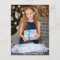 Folie de Noël Bleu Joyeuses Fêtes Famille | PHOTO