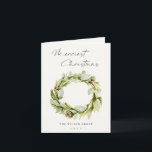 Cartes Pour Fêtes Annuelles Folio Wreath Winter Merriest Christmas Logo<br><div class="desc">Si vous avez besoin d'une personnalisation supplémentaire,  n'hésitez pas à m'envoyer un message sur yellowfebstudio@gmail.com .</div>