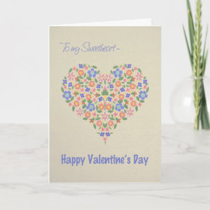 Cartes Pour Fêtes Annuelles Folk Art Floral Heart Valentine's Card, amour