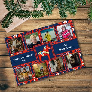 Cartes Pour Fêtes Annuelles Folk Art Rouge suédois Dala Cheval Motif 8 Photo