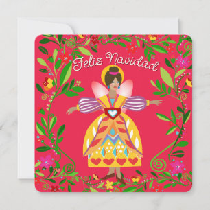 Cartes Pour Fêtes Annuelles Folk Moderne Festif Ange Espagnol Plat