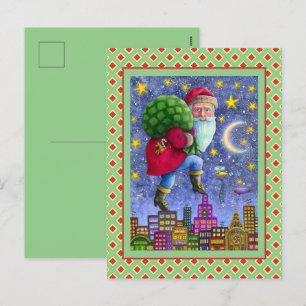 CARTES POUR FÊTES ANNUELLES FOLK ST. TOILETTES NICK SUR TOITS AVEC SAC DE JOUE