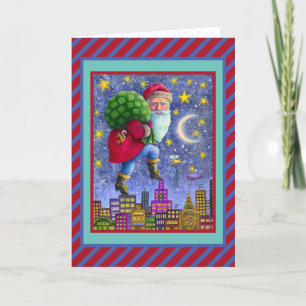CARTES POUR FÊTES ANNUELLES FOLK ST. TOILETTES NICK SUR TOITS AVEC SAC DE JOUE
