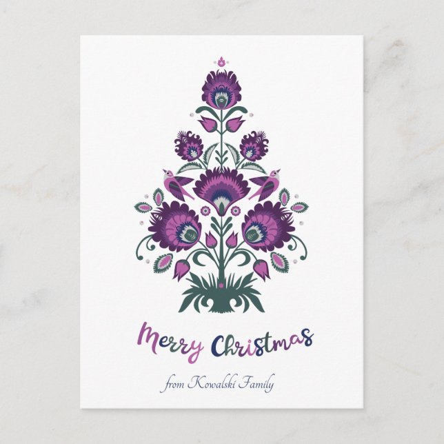 Cartes Pour Fêtes Annuelles 🎄Folklore de l'arbre de Noël [violet, gris ] blan (Devant)