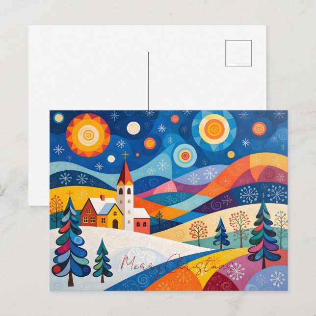 Cartes Pour Fêtes Annuelles Folksy Christmas   (Devant / Derrière)
