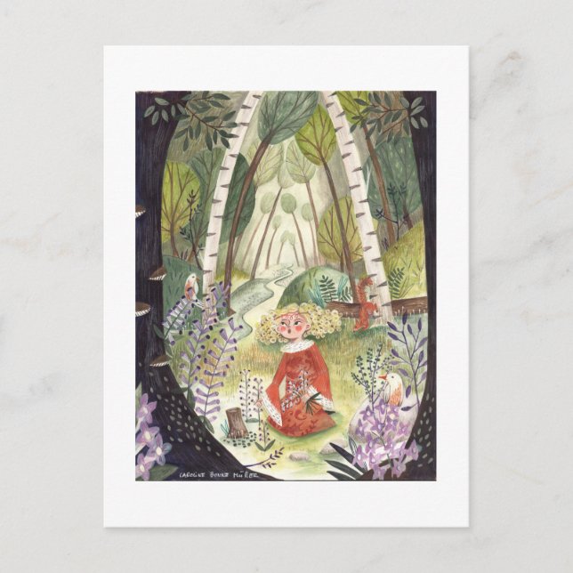 Cartes Pour Fêtes Annuelles Folktale Fairytale | La forêt de Lilacs | Green (Devant)