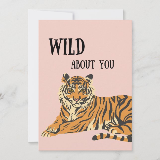 Cartes Pour Fêtes Annuelles Folle de toi Jungle Tiger Saint Valentin  (Devant)