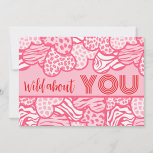 Cartes Pour Fêtes Annuelles Folle de toi Rouge rosé Cœurs sauvages Saint-Valen