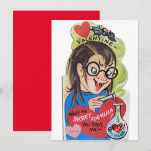 Cartes Pour Fêtes Annuelles Folle vintage de la Saint-Valentin nerd Girl