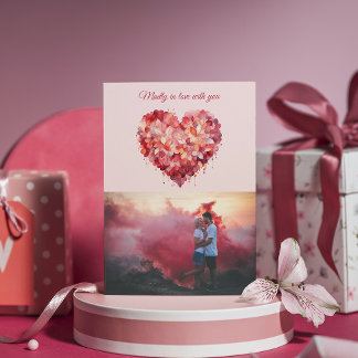 Cartes Pour Fêtes Annuelles Follement amoureux | Cœur floral | Photo personnal