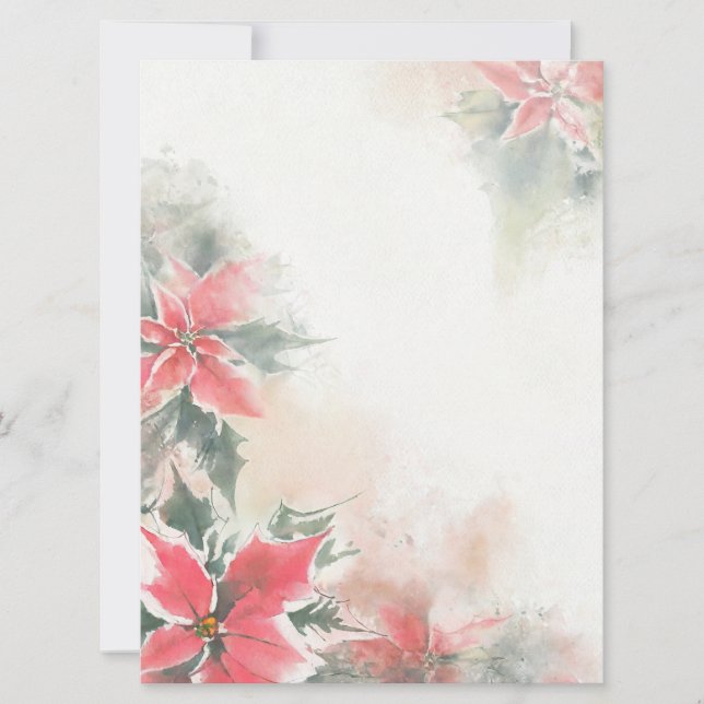 Cartes Pour Fêtes Annuelles Fond blanc de poinsettia doux (Devant)
