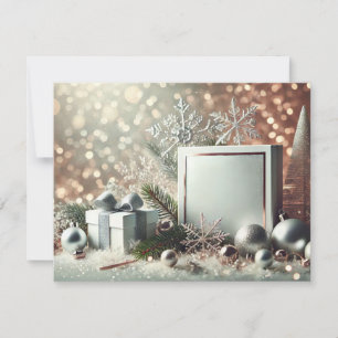 Cartes Pour Fêtes Annuelles Fond de Noël argenté scintillant avec décorations