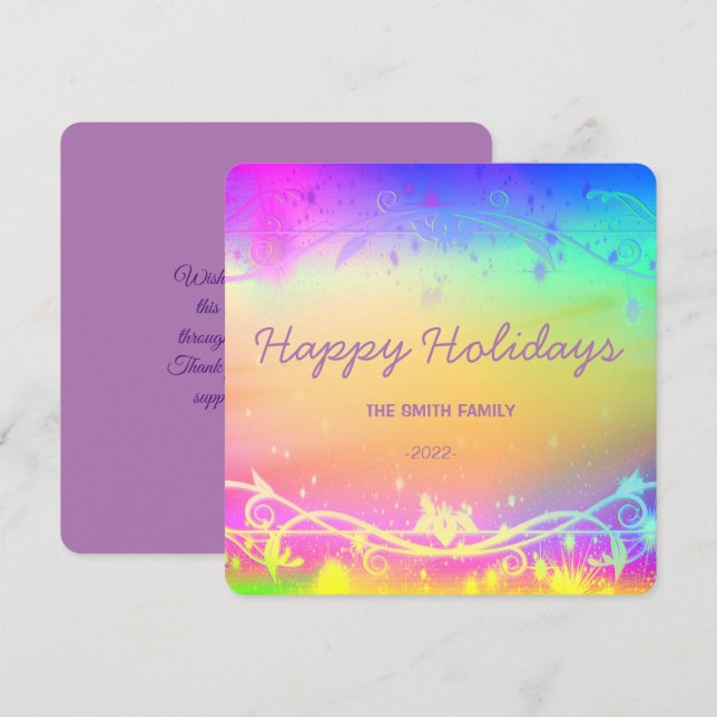 Cartes Pour Fêtes Annuelles Fond de Noël violet fluorescent Fête de voiture (Devant / Derrière)