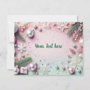 Cartes Pour Fêtes Annuelles Fond Pailleté de Noël Pastel avec Ornements