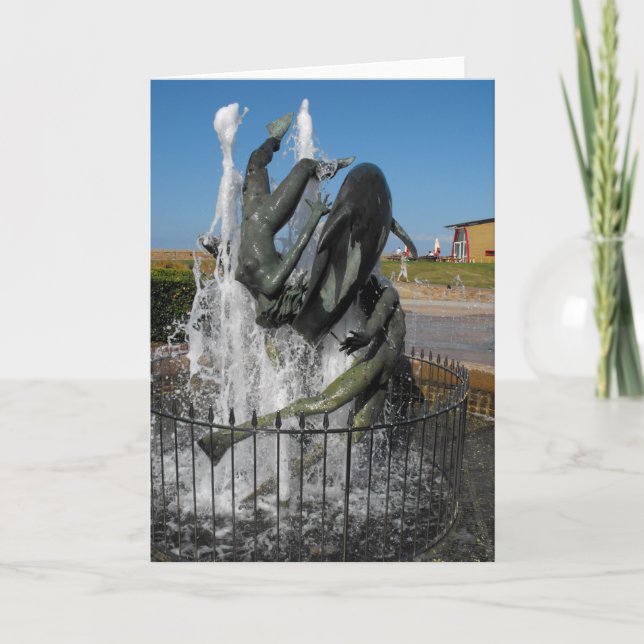 Cartes Pour Fêtes Annuelles Fontaine de natation avec dauphins (Devant)