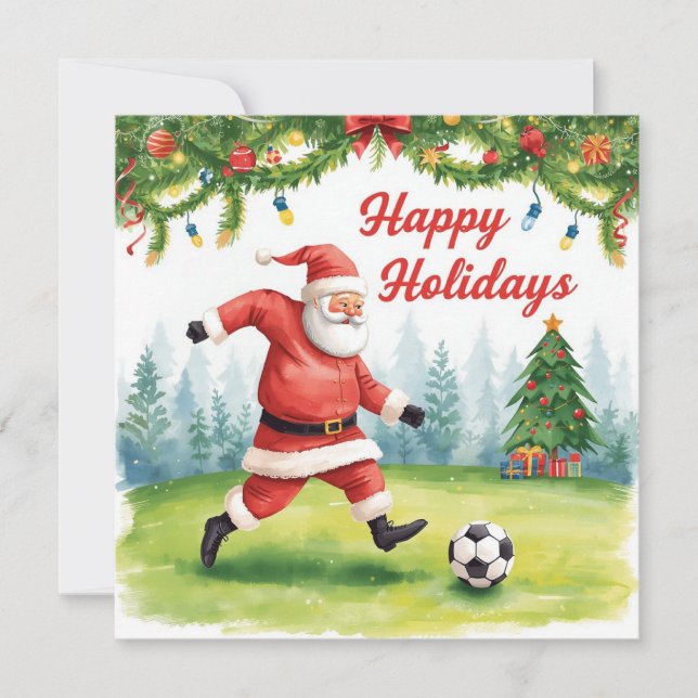 Cartes Pour Fêtes Annuelles Foot heureux Vacances Père Noël Noël (Devant)