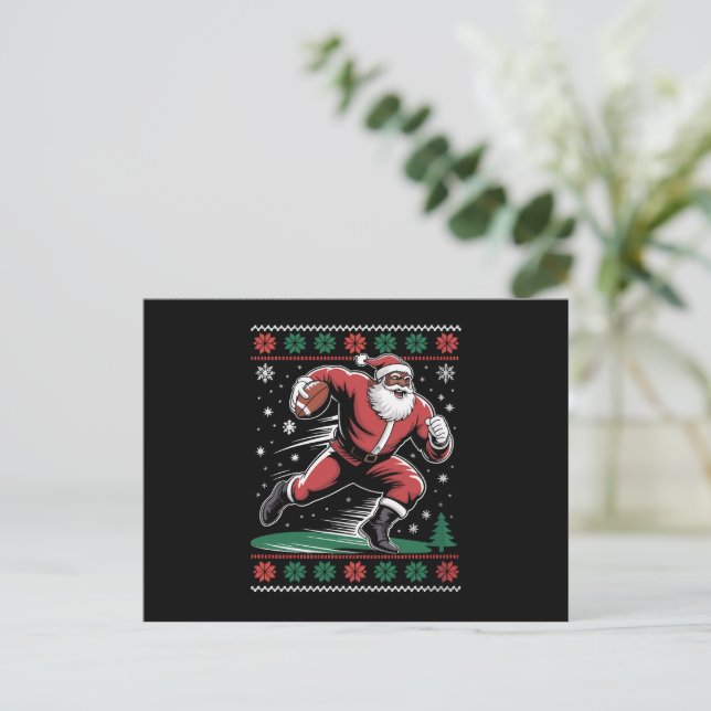 Cartes Pour Fêtes Annuelles Football afro-américain Père Noël Noël laid (Debout devant)