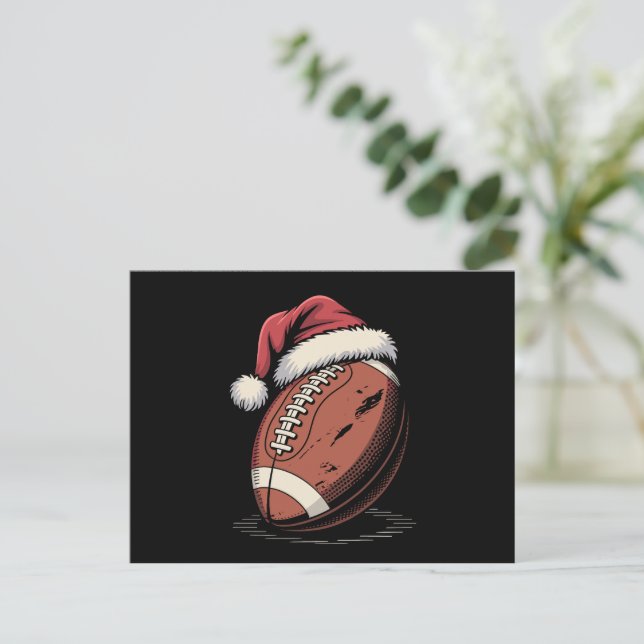Cartes Pour Fêtes Annuelles Football américain Santa Hat Sports Noël (Debout devant)