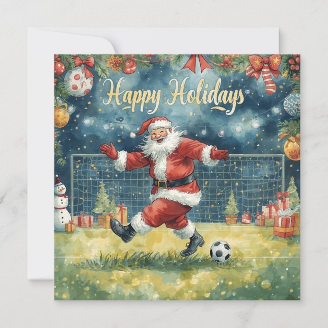 Cartes Pour Fêtes Annuelles Football heureux Vacances Père Noël Noël (Devant)