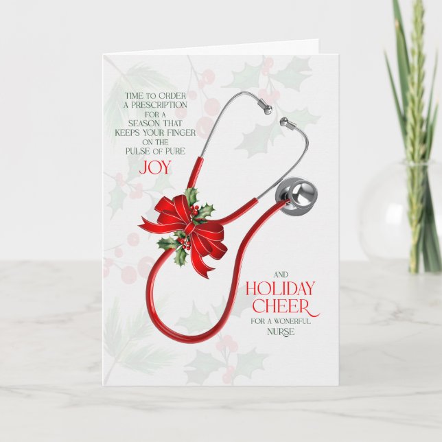 Cartes Pour Fêtes Annuelles for Nurse Stethoscope Joy and Cheer (Devant)