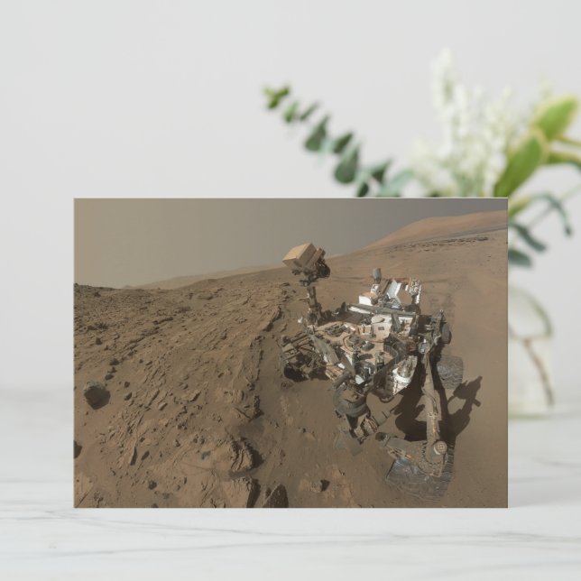 Cartes Pour Fêtes Annuelles Forage Mars Curiosity Red Martian Paysage (Debout devant)