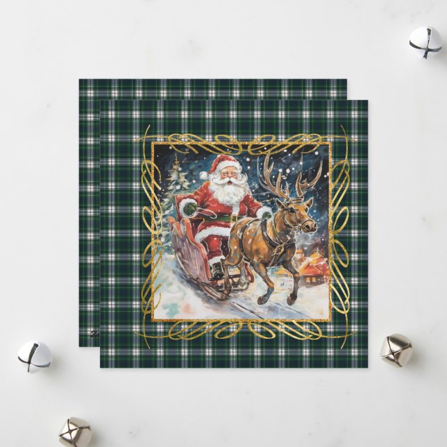 Cartes Pour Fêtes Annuelles Forbes Dress Scottish Tartan Christmas  (Devant/Arrière en situation)