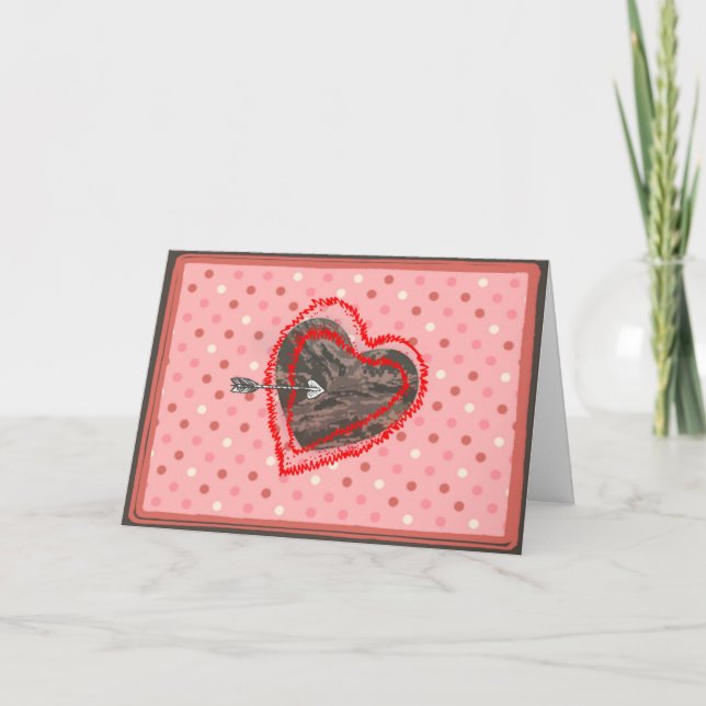 Cartes Pour Fêtes Annuelles Force aérienne Camo Valentine Coeurs Saint Valenti (Devant)