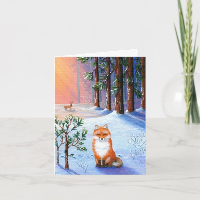 Cartes Pour Fêtes Annuelles Forest Fox Noël Créationarts (Devant)