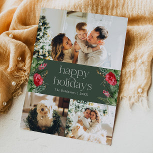 Cartes Pour Fêtes Annuelles Forest Green 3 Photo Typographie moderne