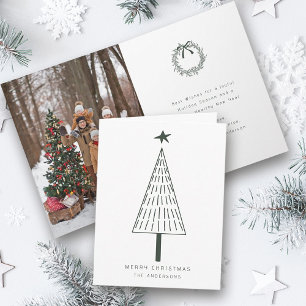 Cartes Pour Fêtes Annuelles Forest Green Modern Christmas Pine Tree photo
