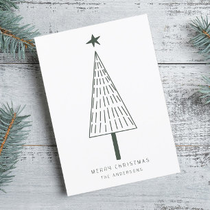 Cartes Pour Fêtes Annuelles Forest Green Simple Christmas Tree Photo Flat