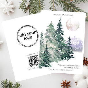 Cartes Pour Fêtes Annuelles Forêt à l'aquarelle Entreprise Noël