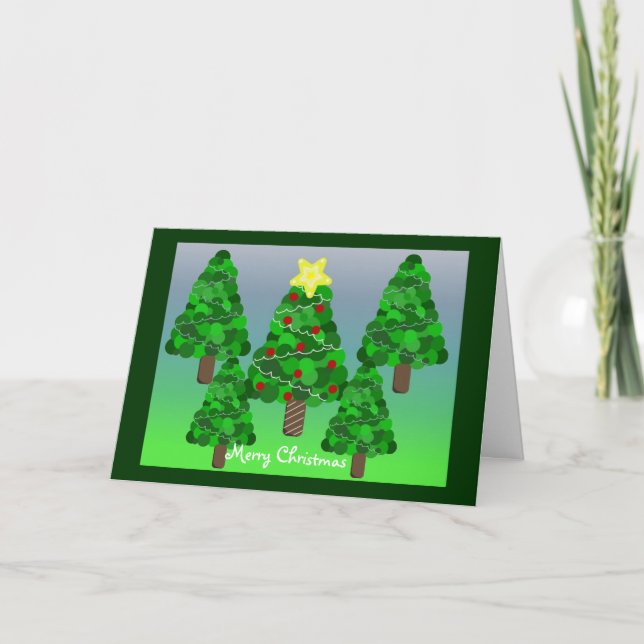 Cartes Pour Fêtes Annuelles Forêt d'arbres de Noël (Devant)