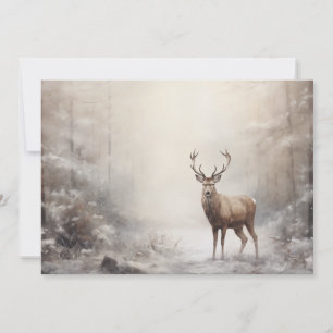 Cartes Pour Fêtes Annuelles Forêt de cerfs vintages Neige hiver Joyeux Noël