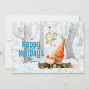 Cartes Pour Fêtes Annuelles Forêt de Noël Magique Tomte Gnome Piglet Neige